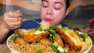 pop mie dower pedas toping jamur kancing dan telur cabe rawit Mukbang