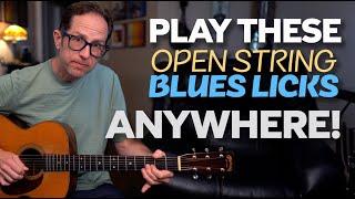 Open string Blues licks that you can move and play ANYWHERE on the fretboard - Guitar Lesson - ML115