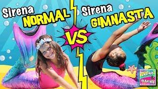  SIRENA NORMAL VS Sirena GIMNASTA   Nos CONVERTIMOS en SIRENITAS 24 HORAS con MI HERMANA GEMELA