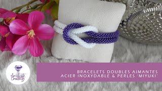 Bracelet Doublé Crocheté Fait Main en Acier Inoxydable et Perles "Miyuki"