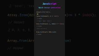 JavaScript Pro Tips: Array Generation in one minute #Shorts