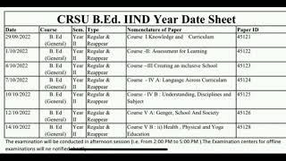 Viral test for the #CRSU B.ed 2nd Year  Exam Datesheet 2022 : Real or Fake