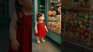 Cute baby eats lolipop  #ai #lolipop #cute #baby #girl #monkey