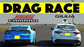 Tuned Chevy Camaro SS Drags Alfa Romeo Giulia Quadrifoglio, shame follows. Drag and Roll Race