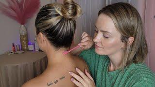 ASMR Perfectionist Neck & Shoulder Therapy Massage Treatments: Slick Bun Hairstyle, Hair Brushing