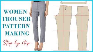 Basic Pant Pattern Drafting For Beginners | How To Make Women's Trouser Pattern [Detailed]