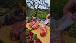 Perfect Steak & Crispy Jacket Potatoes in Minutes!  | ASMR Cooking in Nature