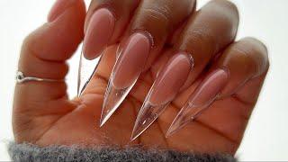 CLEAR GLASS STILETTO NAILS | Nearly didn’t finish this set