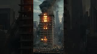 Fire broke out in demolished building | ai video #collapse #explosion #building