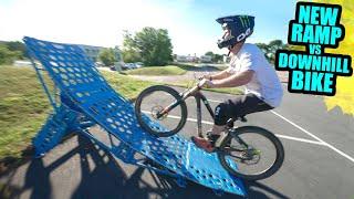 RIDING MY NEW BIG KICKER RAMP ON THE DOWNHILL BIKE!