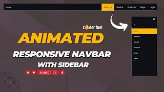 How to Create an Animated Responsive Navbar with Sidebar | HTML, CSS & JavaScript!