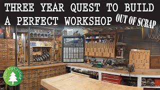 Three Year Quest to Build a Perfect Workshop out of Scrap and Upcycled Materials