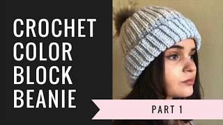 crochet color block beanie tutorial part 1