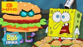 Bob Esponja | La MÁS GRANDE recopilación de Cangreburgers de Bob Esponja | Tres Horas | Bob Esponja