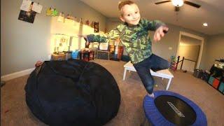 FATHER SON BEAN BAG JUMPING TIME!