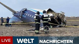 MYSTERIÖSES UNGLÜCK: Flugzeugabsturz in Kasachstan wirft viele Fragen auf | WELT Livestream