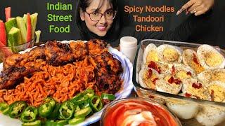 Eating Spicy Noodles, Boiled Egg, Tandoori Chicken | Big Bites | Asmr Eating | Mukbang