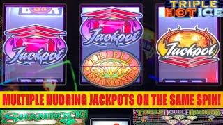 MULTIPLE JACKPOTS on the same spin!! Triple Double Diamond + Triple Hot Ice + SHAMROCK slots!