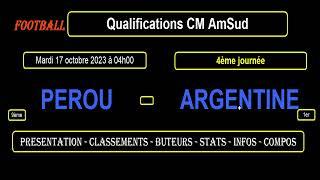 PEROU - ARGENTINE : qualifications CM 2026 AmSud - 4ème journée  - 17/10/2023