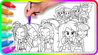 EQUESTRIA GIRLS Coloring Pages - Dazzlings Returns. How to color My Little Pony. MLP