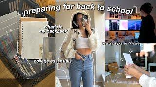 PREPARING FOR BACK TO SCHOOL  shopping for ESSENTIALS, whats in my college backpack & study tips