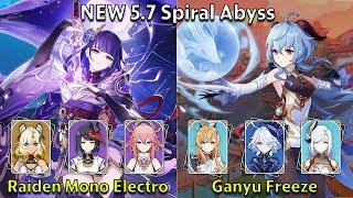 C2 Raiden Mono Electro & C0 Ganyu Freeze - Genshin Impact NEW 5.7 Spiral Abyss Full Clear