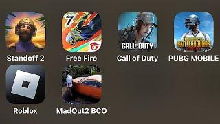 Standoff 2,Garena Free Fire,Call of Duty - Mobile,PUBG - Mobile,ROBLOX,MadOut 2 Big City Online