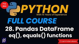 Comparison functions | Pandas DataFrame eq | equals function in Python