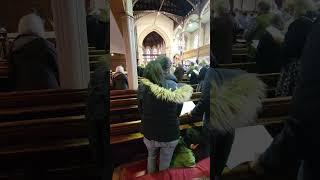 British Church people singing in a Sunday morning