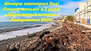 Что натворил шторм на пляже "Лагуна" Лазаревское, декабрь 2024. "Деревянный шторм"ЛАЗАРЕВСКОЕ