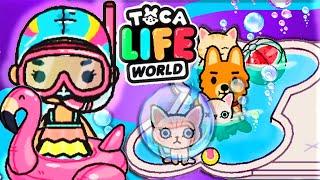 ТОКА БОКА ОБНОВЛЕНИЕ ! Неоновый дом ! Сериал про котенка  В аквапарке  Toca Life World