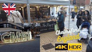 [4K England] 󠁧󠁢󠁥󠁮󠁧󠁿 Walk in High Street - Chelmsford Essex, England - Christmas lights 2021 UK