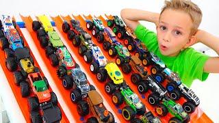 Vlad and Nikita play with toy monster trucks | Hot Wheels cars for kids