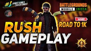 RUSH GAMEPLAY BGMI LIVE| Road to 1k | Lets RockinGame 