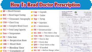 How To Read Doctor Prescription | Medical Abbreviation | Medical Terms