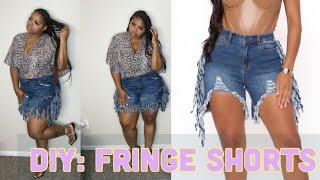 VIRAL TIKTOK CUT UP FRINGE SHORTS/ DIY FRINGE SHORTS/ HOW I CUT UP MY SHORTS