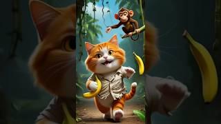 Monkey’s Loss, Cat’s Gain #shortsfeed #shortsvideo #shorts #ytshorts #ai #cat #monkey #cartoon