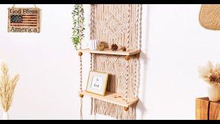 Macrame Wall Hanging Shelves for Home Decor Tier 2 | Boho Wall Decor Plant Shelf floating Shelf