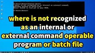 Where is not recognized as an internal or external command operable program or batch file in flutter