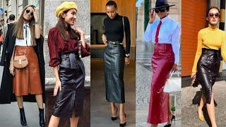 FANTASTIC AND UNIQUE OUTFITS IDEAS FOR LADIES OF ATTRACTIVE LEATHER SKIRT DESIGN