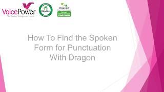 How To Find Dragon Punctuation Commands | VoicePower Ltd