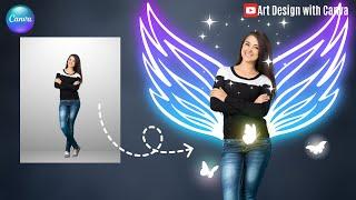 Canva Tutorial Photo Manipulation Add Glowing Fantasy Wings to a Photo