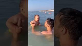 Funny baby reaction on the beach #shorts