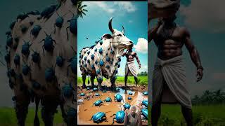 The cow warreped by millions of blue beetlessaved by farmer,#ai #farmer