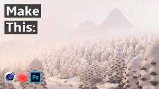 Make This Simple Snowy Scene - Cinema 4D, Redshift Tutorial