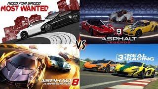 Need For Speed Most Wanted vs Asphalt 9 Legends vs Asphalt 8 vs Real Racing 3 GAMEPLAY! Max Settings