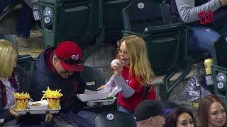 Werth gives a ball to a young Nats fan