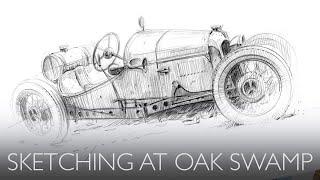 Sketching cars at the amazing Oak Swamp