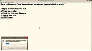 How to fix error "the dependency service or group failed to start"