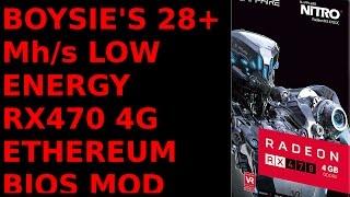 Low Energy RX470 4G 28+ Mh/s Sapphire Nitro+ OC HYNIX VRAM Boysie's Bios Mod Ethereum Mining